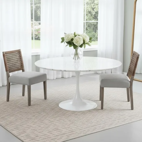 Vista 10 de Juego de 2 sillas de comedor de granja, sillas de comedor tapizadas con respaldo tejido a mano, asiento acolchado suave y patas de madera