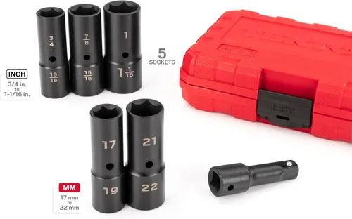 Vista 2 de TEKTON Juego de dados de impacto de pared delgada de 1/2 pulgada con estuche (6 piezas) SIF92400