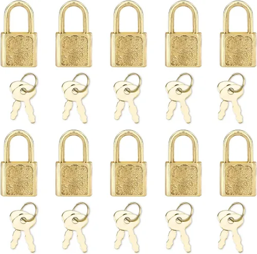 10pcs Mini lindo diario candados oro pequeño equipaje cerraduras con llaves para decoración de cajas de joyería