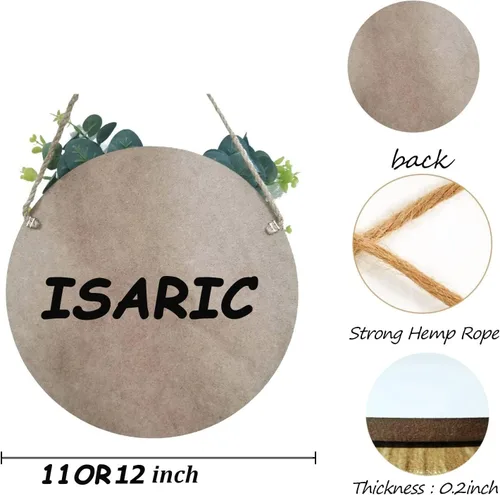 Vista 5 de Letrero redondo de madera para colgar en la puerta delantera, letrero de bienvenida de 12 pulgadas para puerta delantera, letrero de bienvenida