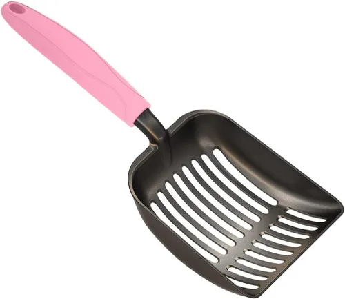 Vista 11 de WePet Cuchara de arena para gatos, tamiz de aleación de aluminio chapado antiadherente, cuchara de metal duradera para gatitos, pala profunda, mango