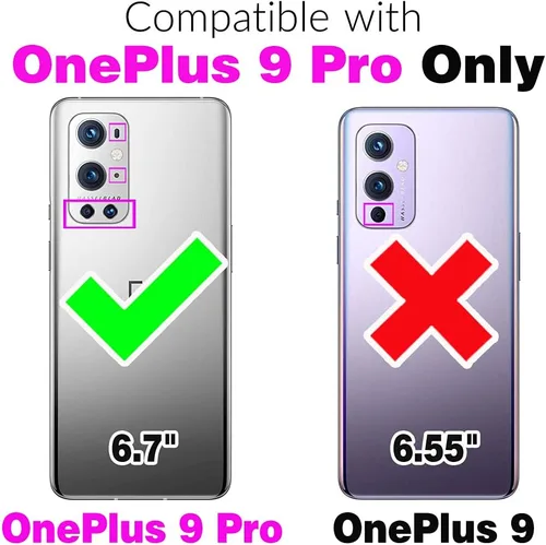 Vista 2 de Asuwish Funda compatible con OnePlus 9 Pro One Plus 9Pro 5G y protector de pantalla de vidrio templado, funda con tapa para tarjetero, funda