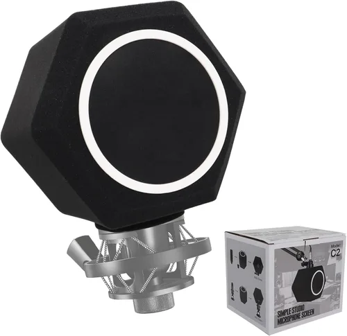 Escudo de aislamiento de micrófono – Escudo de aislamiento para grabación, bola de aislamiento universal de micrófono con filtro doble pop para