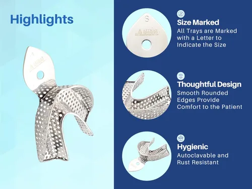 Vista 4 de ARTMAN INSTRUMENTS Bandejas de impresión dental – Juego de 6 bandejas perforadas de acero inoxidable, aptas para autoclave