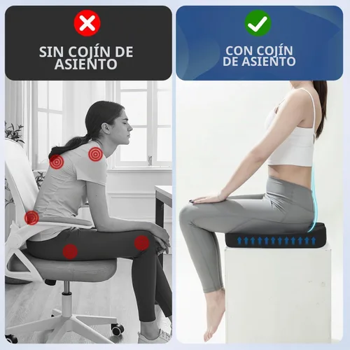 Vista 7 de QUTOOL Cojín ortopédico de asiento y almohada de apoyo lumbar para silla de oficina y coche, en espuma viscoelástica con funda lavable, cojín