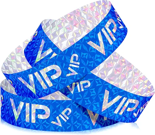 Vista 13 de Teling Paquete de 500 pulseras VIP de plástico para fiestas, pulseras de plástico personalizadas para eventos, pulseras resistentes al rasgado
