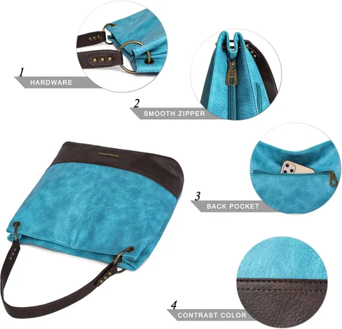 Vista 7 de Montana West Monederos para mujer, bolsos de hombro Hobo con cremallera