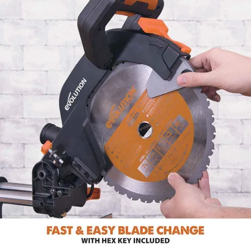 Vista 20 de Evolution Power Tools R255SMS - Sierra ingletadora deslizante de 10 pulgadas, multimaterial, multiusos, corta metal, plástico, madera y más