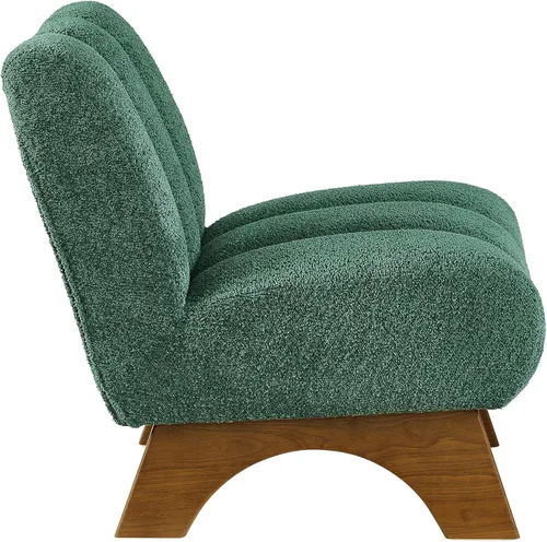 Vista 5 de Art Leon Silla decorativa moderna, sofá modular de tela sherpa, silla individual sin brazos con patas de madera para sala de estar, dormitorio, verde