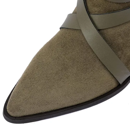 Vista 7 de manne Botas de rodilla alta para mujer, correa extra larga envolvente, tacón de bloque de inspiración occidental de 2.76 pulgadas, zapatos diarios