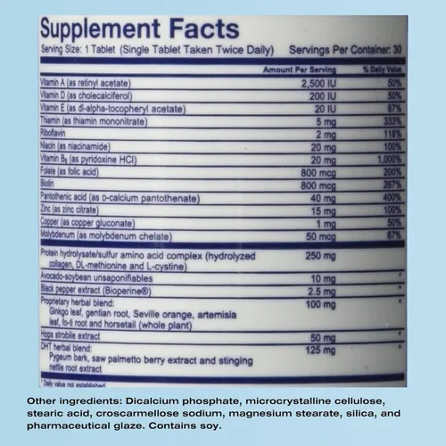 Vista 2 de Therapro Mediceuticals Suplemento de ganancia de cabello para hombres y mujeres - 60 tabletas