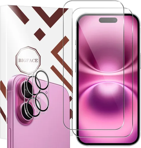 Vista 11 de BIGFACE Protector de pantalla para iPhone 11 + protectores de lente de cámara, [2 + 2 unidades] Vidrio templado transparente HD de alta calidad