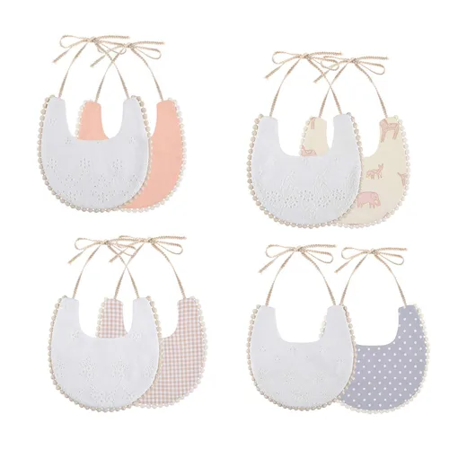 Vista 10 de Babero de bebé para niñas, reversible, impermeable, hecho a mano, de algodón natural, de 0 a 12 meses, paquete de 2