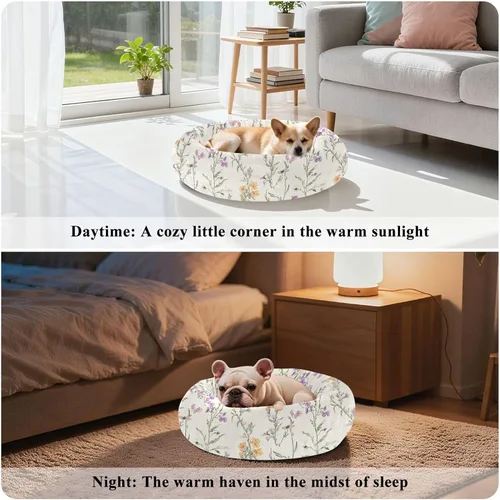 Vista 4 de Pet Dog Beds Anti-Slip Fluffy Dog & Cat Cushion for Small Size Pets Sleeping XS Retro Snapdragon Neutral