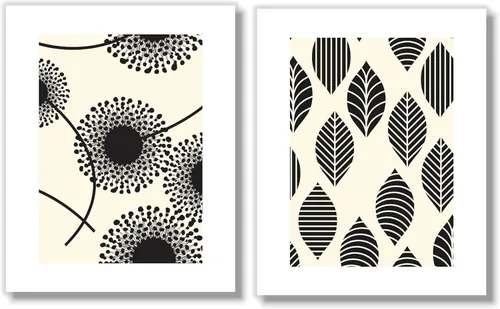 Vista 3 de Mid Century Modern Wall Art Prints - Botanical Abstract Pattern Wall Decor - (Set of 6) - 8x10 - Unframed (Black/Cream)