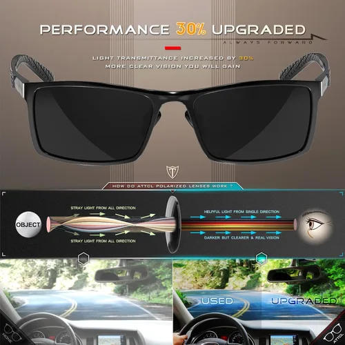 Vista 5 de ATTCL Gafas de sol polarizadas casuales para hombre, gafas de sol deportivas para conducir, protección UV, marco Al-Mg