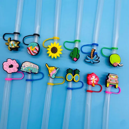 Vista 6 de 12 tapas de pajilla, bonita cubierta de paja de verano para vaso Stanley de 30 y 40 onzas, cubrecolchón de popote para copa Stanley en diferentes