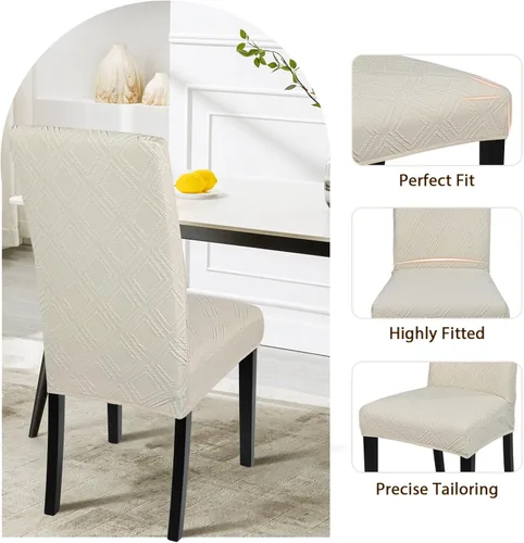 Vista 5 de SearchI Juego de 4 fundas impermeables para sillas de comedor, fundas elásticas para sillas Parsons extraíbles, lavables, fundas protectoras