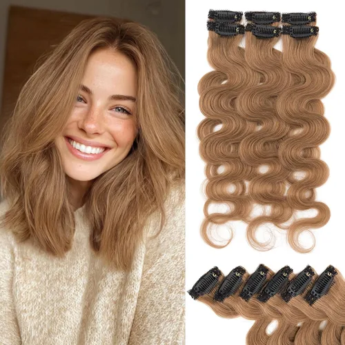 Vista 46 de Rich Choices Extensiones de cabello humano real con clip de 6 piezas, diseño de clip único, extensiones invisibles con clip para cabello corto