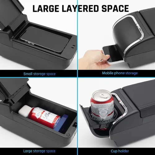 Vista 3 de YJYWZH Caja de reposabrazos para Chevy Chevrolet Spark 2011-2017, caja de almacenamiento central automotriz, consolas interiores con soporte