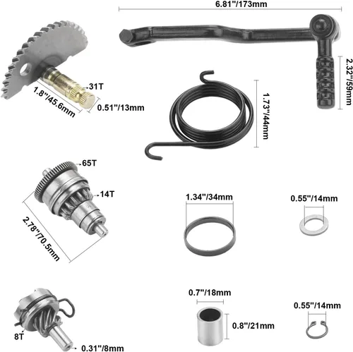Vista 2 de GY6 Start Gear + Kick Start + Kit de pedal de eje de engranaje se adapta a GY6 49cc 50cc 139QMB Motor, ciclomotor ATV Scooters Roketa Taotao Jonway