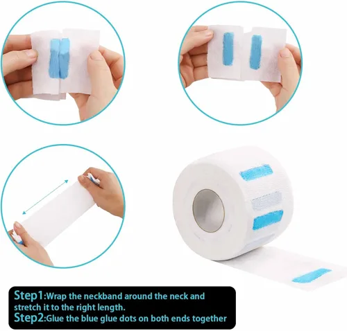 Vista 2 de Tiras de cuello para peluquería (suministro a granel de 4000 unidades) - Protectores de cuello de corte de pelo premium, resistente al agua