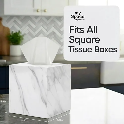 Vista 6 de Cubierta de Caja de Paños Rectangular - Soporte de Caja de Paños Rectangular - Compatible con Kleenex - Accesorios de Baño de Acrílico y Mármol