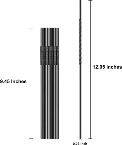 Vista 2 de [Envueltas individualmente] 100 popotes de plástico flexibles negros, pajitas flexibles desechables