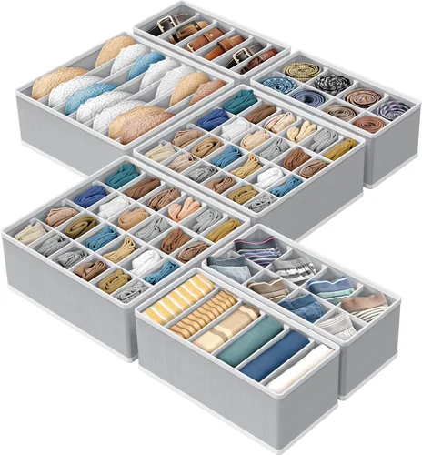 Vista 16 de Simple Houseware Juego de 4 organizadores de cajones, separadores de armario para ropa interior, calcetines, sujetadores, bufandas, corbatas, cajas