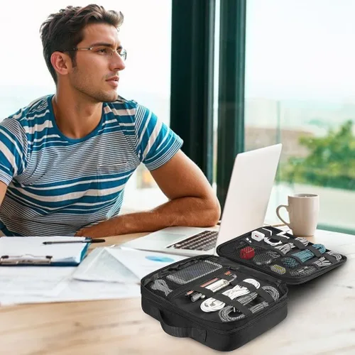 Vista 9 de Matein - Bolsa organizadora de cables, bolsa de almacenamiento de viaje grande y duradera para los accesorios electrónicos de los cables