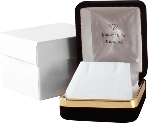 Vista 2 de Galaxy Gold GG Pendientes Huggie de oro blanco de 14k con topacio azul, Metal Gema, Topacio