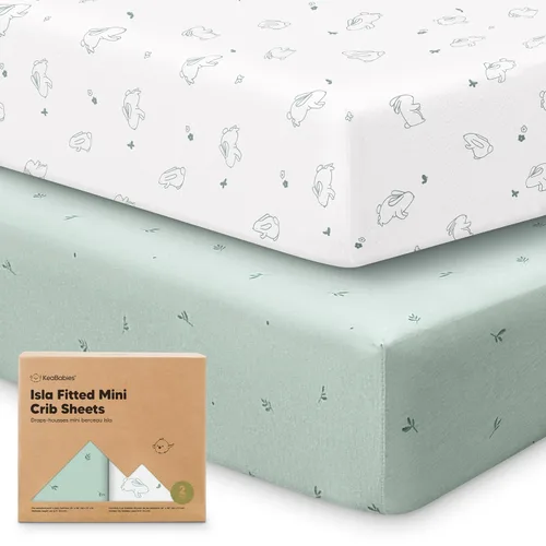 Vista 44 de Sábanas ajustadas para Pack and Play - Paquete de 2 sábanas mini para cuna para Pack N Play, colchón 38x26, ropa de cama suave y acogedora