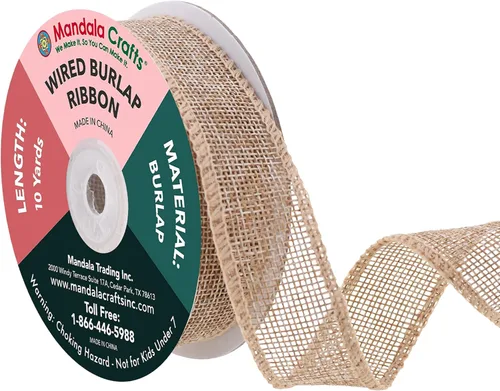Vista 96 de Mandala Crafts Cinta de arpillera rosa con alambre de 1 pulgada de ancho para manualidades, rollo de 10 yardas de cinta rústica de arpillera