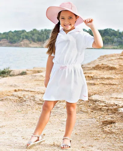 Vista 3 de RuffleButts Vestido con capucha de tela de rizo para bebés y niñas pequeñas