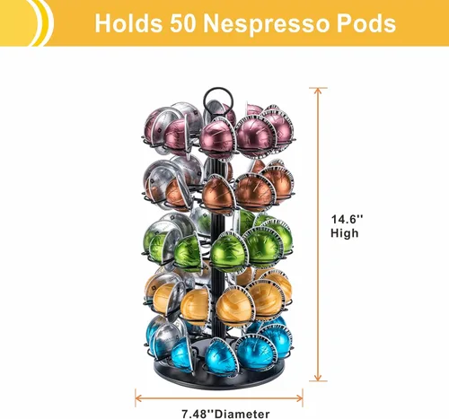 Vista 2 de Soporte de carrusel Vertuo de 5 niveles para Nespresso Vertuo Pod Coffee Pod Holder (capacidad de 50 cápsulas)