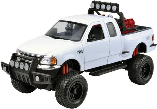 Motormax 79132white - Camión todoterreno F-150 XLT Flareside Supercab 2001 modelo de auto fundido a presión 1/24 blanco