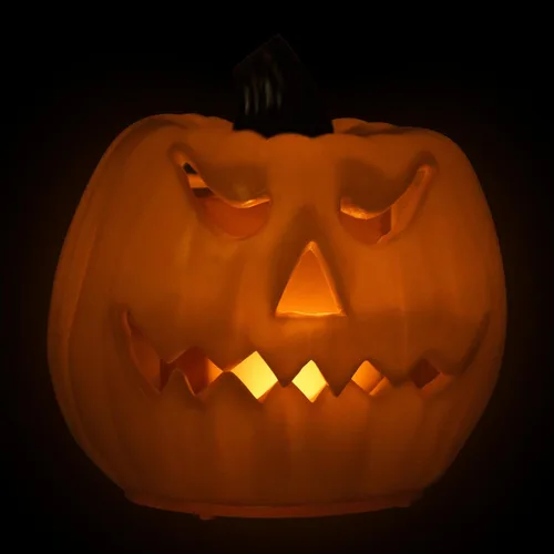 Vista 4 de Northlight Calabaza de Halloween de doble cara iluminada y animada LED, 9.75 pulgadas, luces naranjas