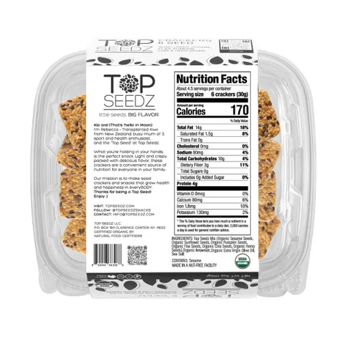 Vista 3 de Top Seedz Galletas orgánicas certificadas sin gluten, paquete de 2, 5 onzas, galletas veganas saludables con proteína a base de plantas, hechas