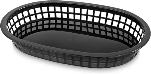 Vista 2 de New Star Foodservice 44041 - Cestas de comida rápida, 10.5 x 7 pulgadas, juego de 12, color negro