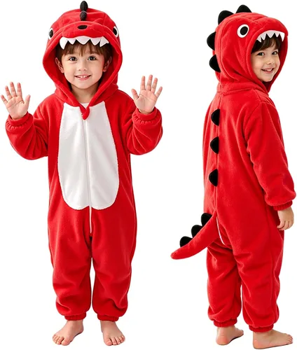 Vista 11 de Disfraz de monstruo azul para niños pequeños: mameluco de animal con capucha para Halloween, lindo y cálido traje de monstruo azul para otoño e