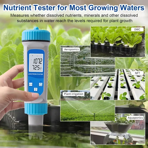 Vista 5 de Medidor de pH y probador de EC, medidor de hidroponía Bluetooth EC PPM, medidor DWC pH EC TDS Medidor digital de agua con ATC para sistema