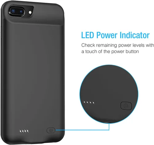 Vista 4 de Funda de batería para iPhone 6s Plus/6 Plus/7 Plus/8 Plus, 10000 mAh, funda protectora de carga portátil compatible con iPhone 6s Plus/6 Plus/7