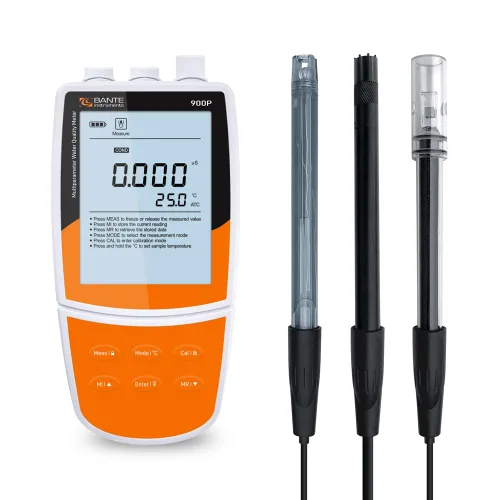 Bante 900P Medidor portátil de pH/conductividad/oxígeno disuelto | Medidor de calidad de agua multiparámetro | para medir pH, ORP, iones,