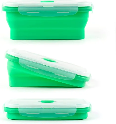 Vista 5 de Vremi Silicone Food Storage Containers with BPA Free Airtight Plastic Lids - Set of 4 Small and Large Collapsible Meal Prep Container for Kitchen