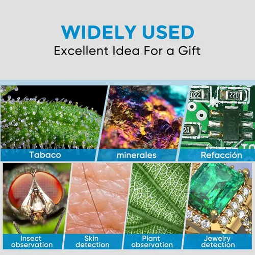 Vista 7 de APEXEL Microscopio digital de mano 800X con pantalla LCD de 2 pulgadas, microscopio portátil de bolsillo para niños con luces LED ajustables