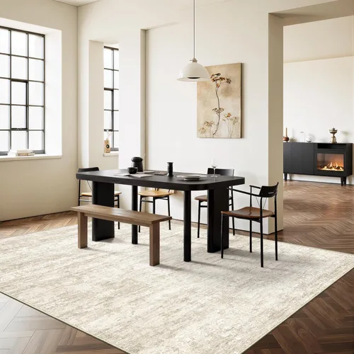 Vista 5 de Art&Tuft Alfombra Lavable, Alfombras de Área Abstractas con Respaldo Antideslizante, Alfombras Resistente a Manchas para Sala de Estar, Alfombra