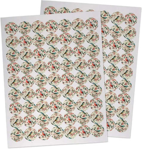 Calcomanías vintage de pájaros de Navidad, paquete de 126 sellos de sobre, hojas de calcomanías de Navidad perfectas para regalos, calcomanías de
