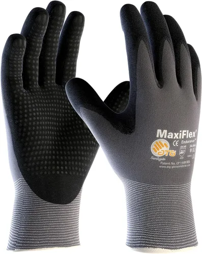 MaxiFlex Endurance 34-844 - Guantes de trabajo de nailon sin costuras con agarre recubierto de nitrilo en la palma y los dedos (paquete de 3), negro