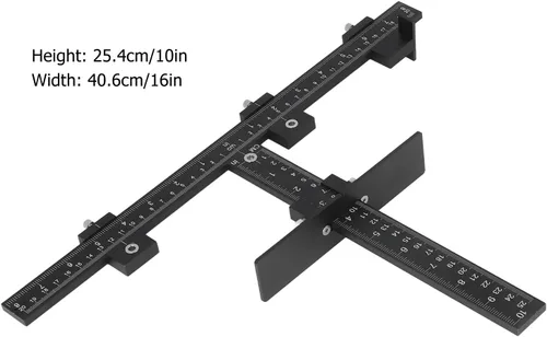 Vista 4 de Plantilla de hardware para gabinete, guía de taladro ajustable de aleación de aluminio, herramienta de perforación de madera para una instalación