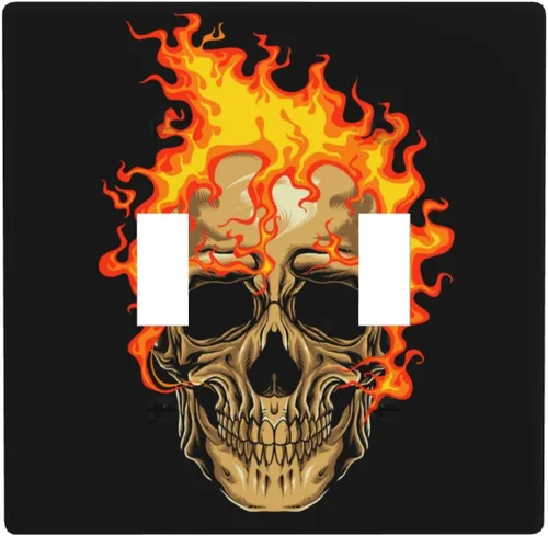 Vista 18 de Placa decorativa de pared eléctrica decorativa con bandera estadounidense, escopeta de doble palanca, placa de cubierta de interruptor de luz de 2